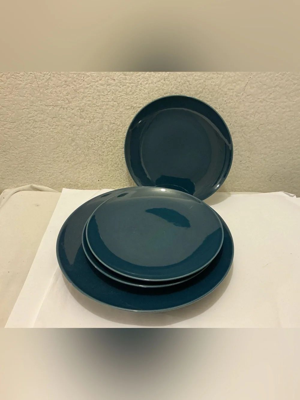 IKEA Stoneware Dark Blue 8” Set of 3 Salad Plates & 3 dinner plates 10.5” 22610